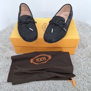 Tod's Black Loafers with Silver Accents Sz 36.6